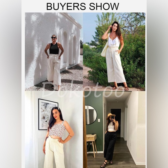 Womens Casual Elastic Waist Solid Comfy Jogging Jogger Pants with Pockets - Picture 4 of 10